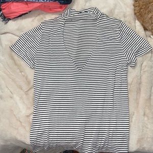 white and black striped choker style top